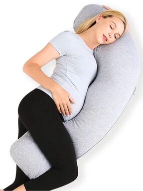 NWT - Momcozy J Shaped Pregnancy Pillow, Maternity Body Pillow for Side Sleepers